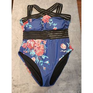 Hilor Floral Front Crossover One Piece Swimsuit Women’s XXL 16